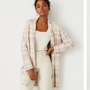 Ann Taylor Plaid Jacquard Coatigan